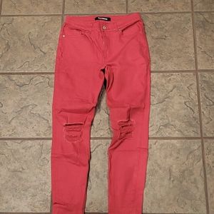 Express red jeans